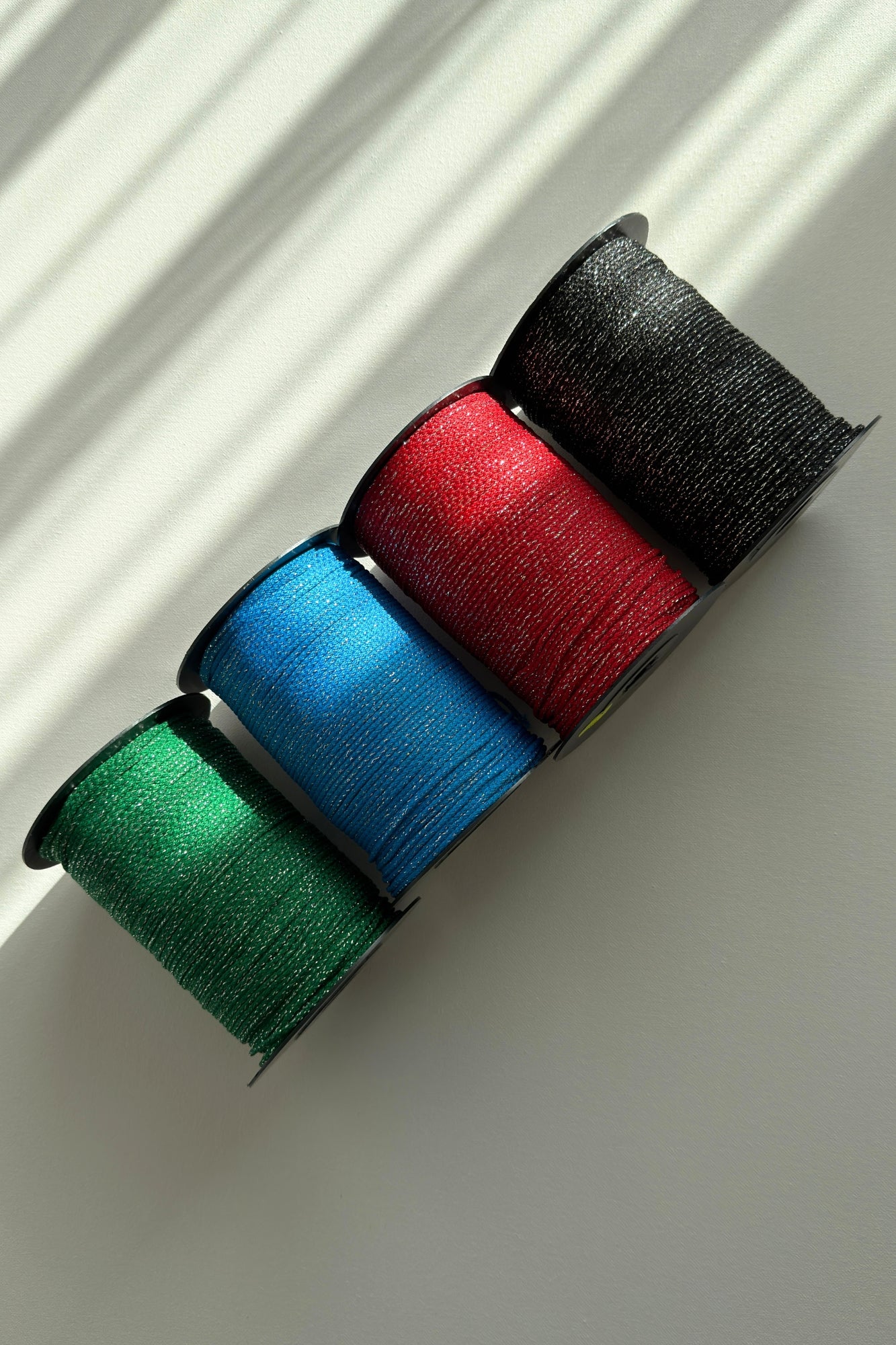 Multi-color macrame project with 3mm polyester shimmer cord