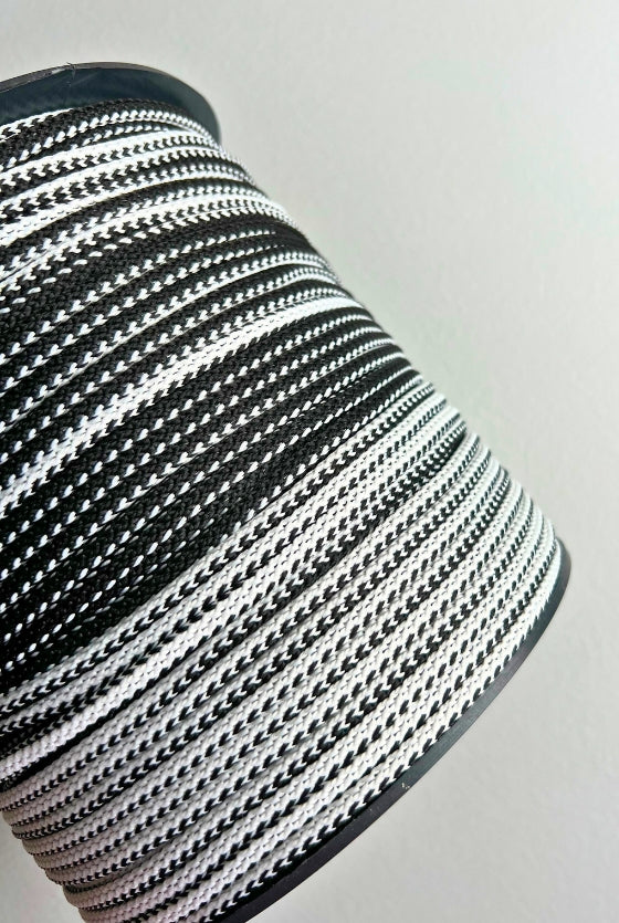 6 mm macrame cord Mix black and white