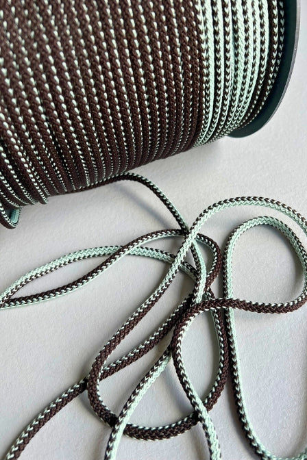 6 mm macrame cord Mix mint and dark dark brown