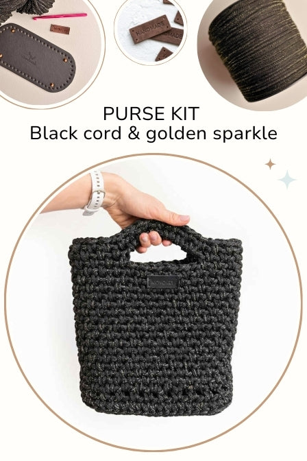 Black Crochet Bag DIY Kit - Complete Pattern, Video Tutorial & Supplies