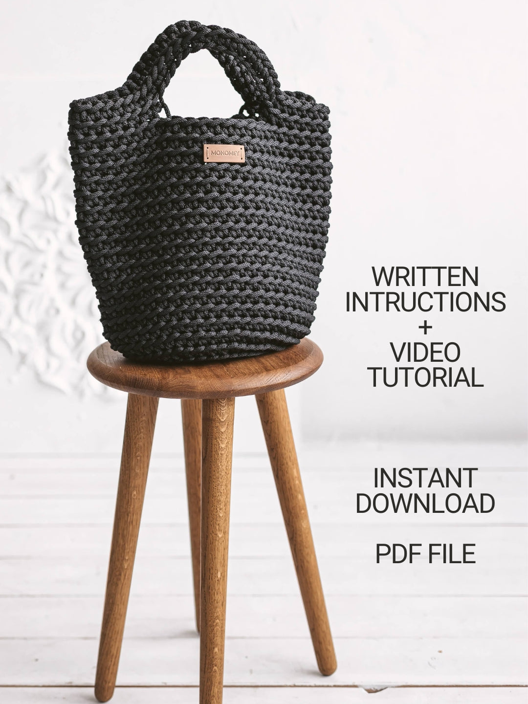 Black crochet bag for beginners pattern and tutorial