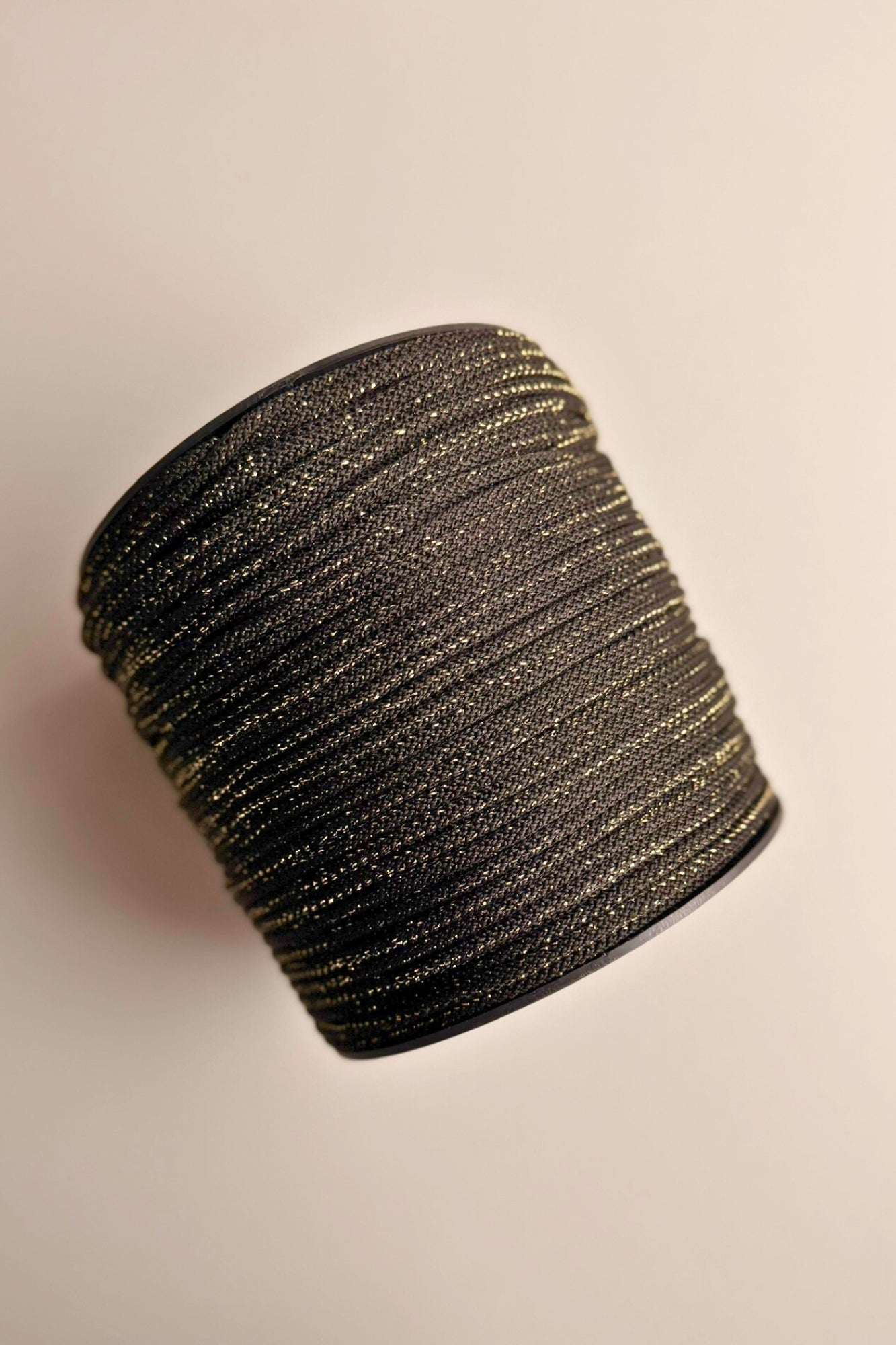 Black Macrame Cord 6mm with Golden Lurex