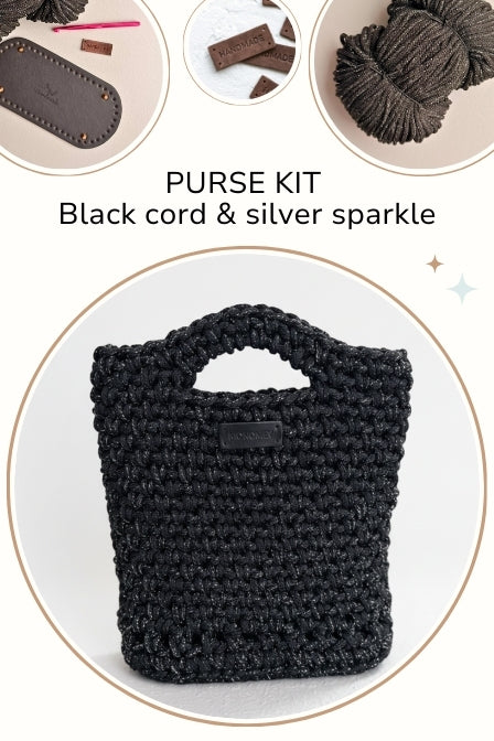 Black crochet purse DIY kit