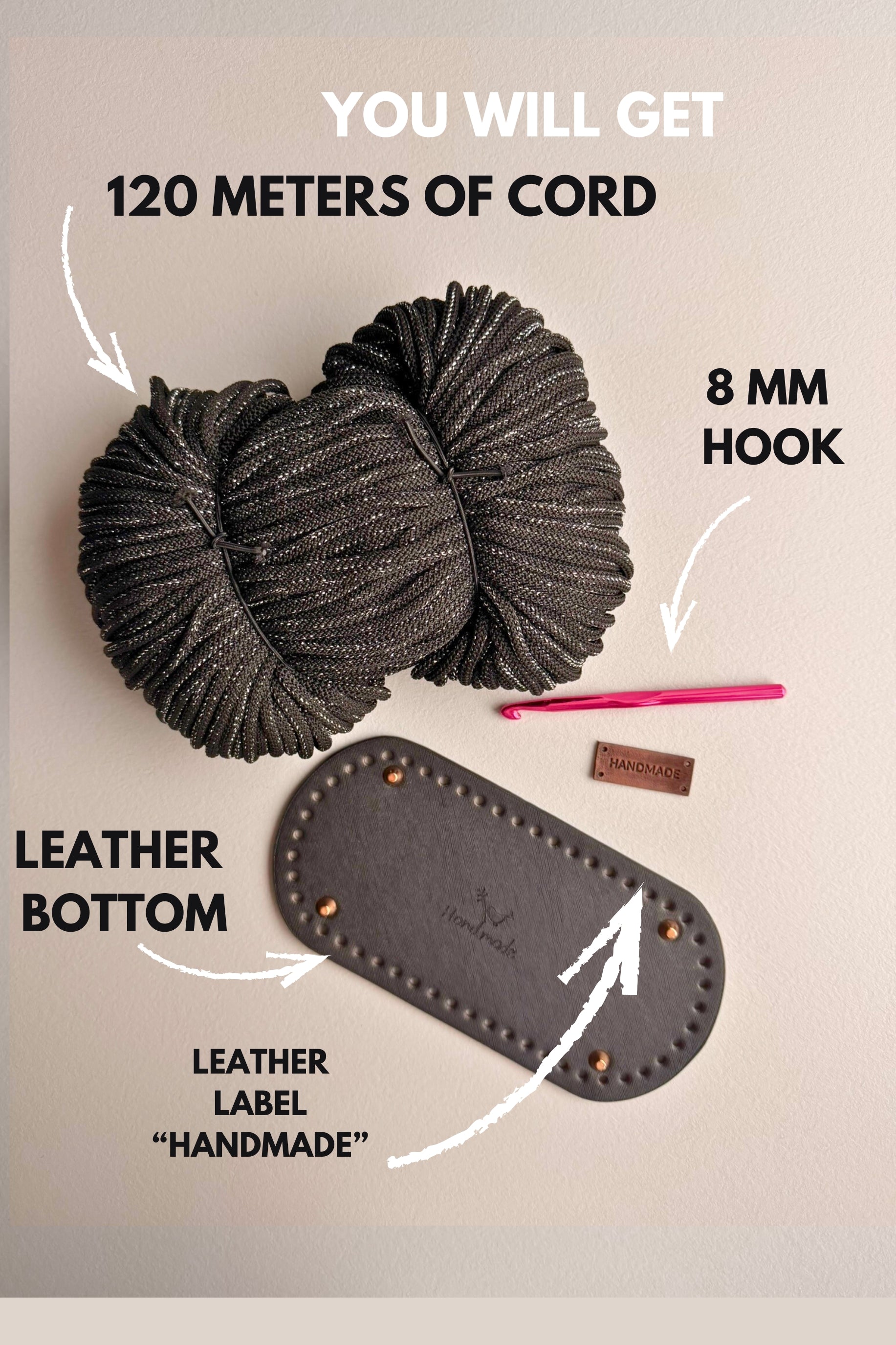 Black crochet purse DIY kit