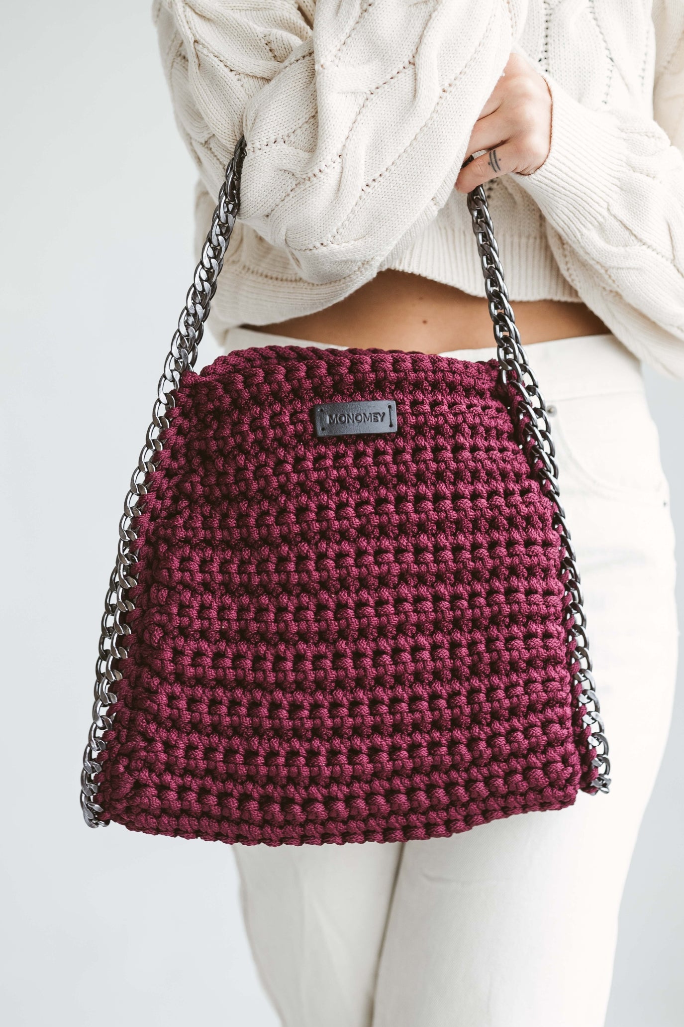 Burgundy tote bag