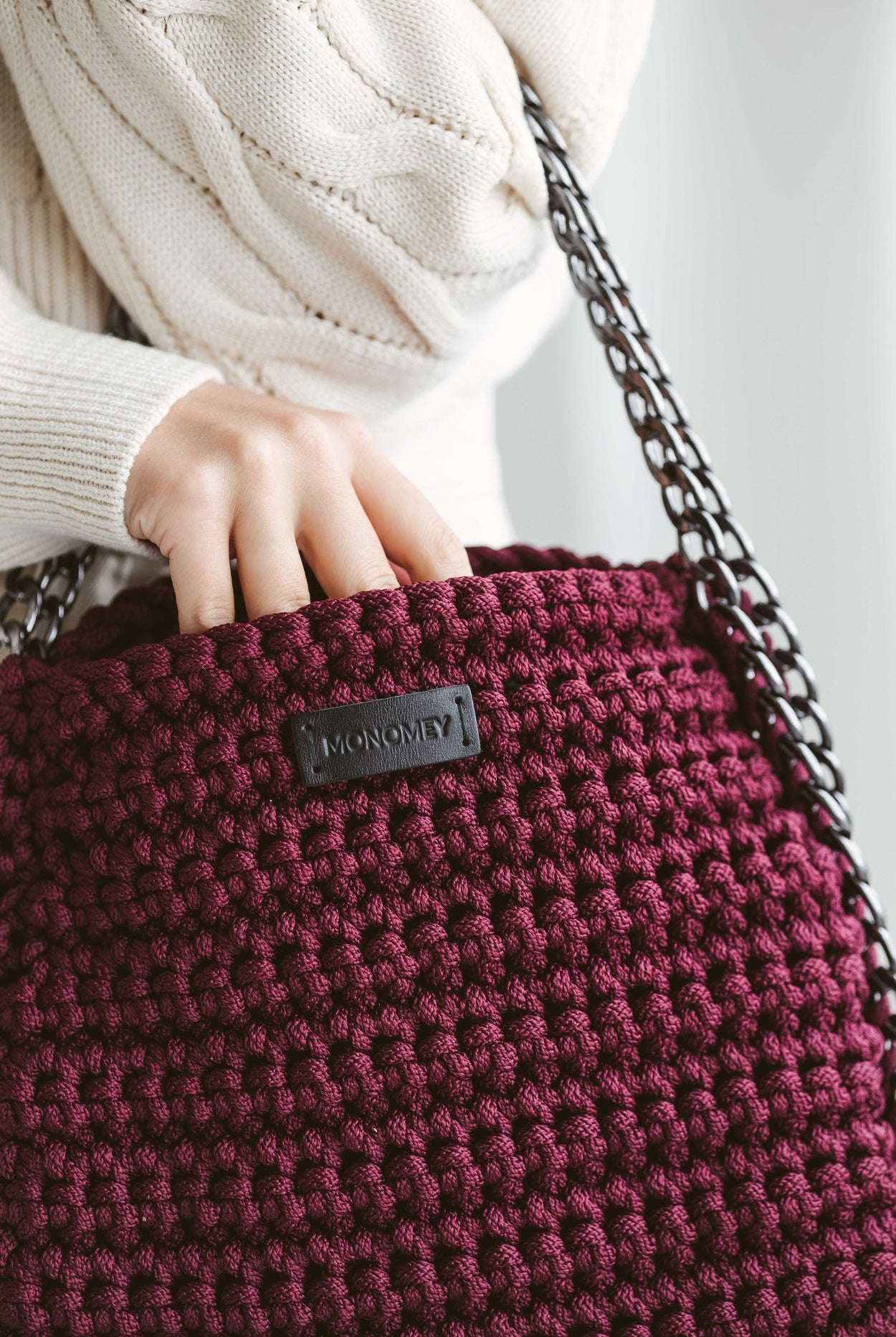 Burgundy tote bag