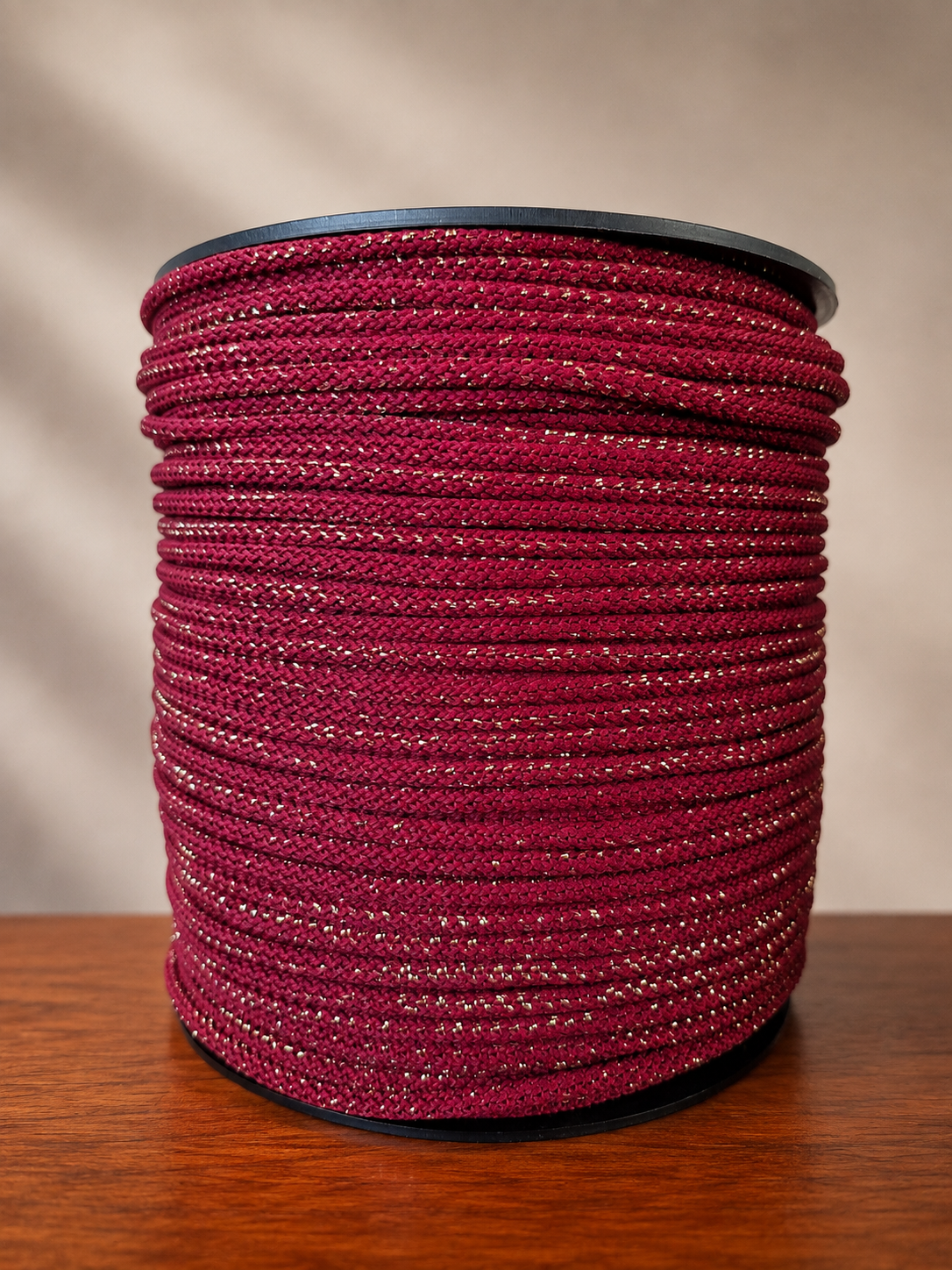 6mm Red Macrame Cord with GOLDEN Lurex