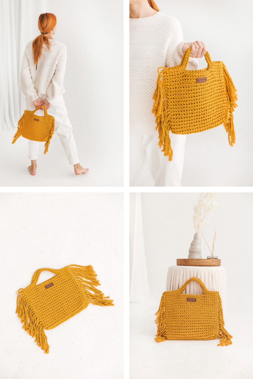 Mustard Crochet Bag "Boho Sun"