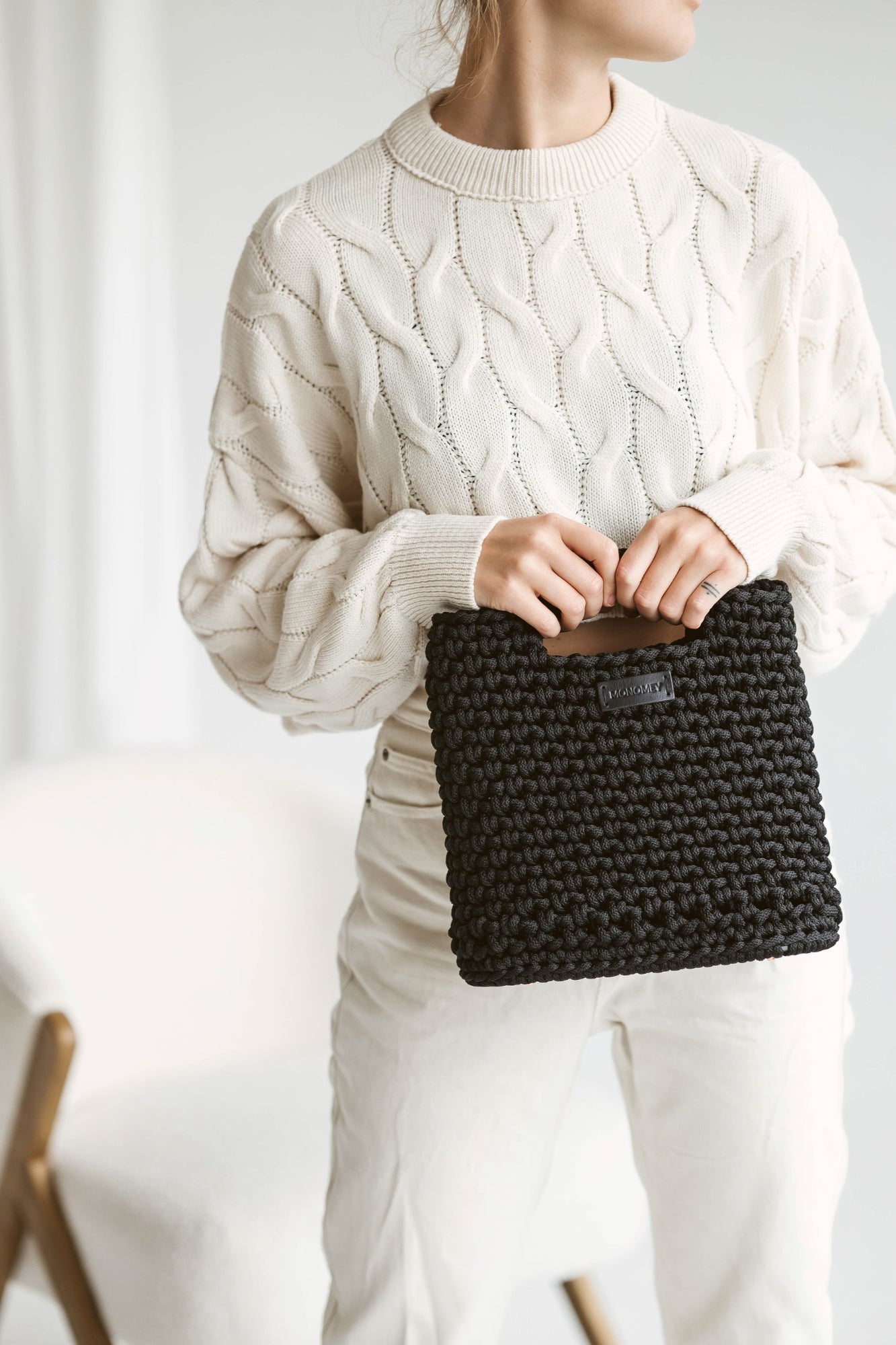 Black crochet purse