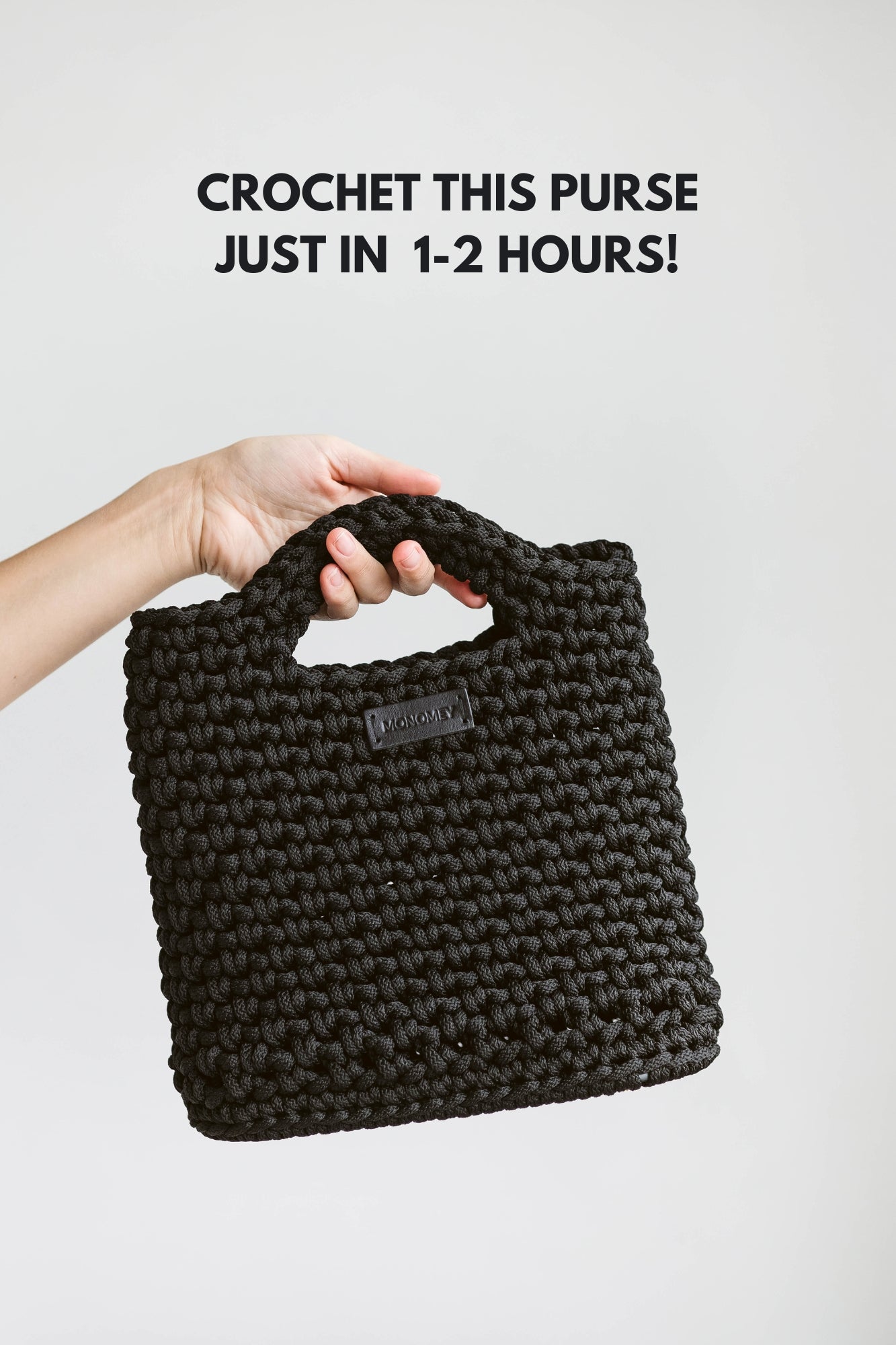 Black crochet purse DIY kit