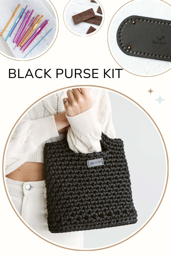 Black crochet purse DIY kit