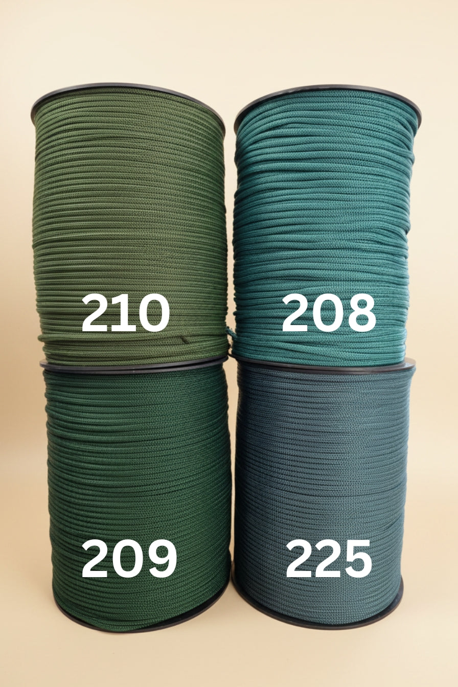 4mm braided macrame cord in green