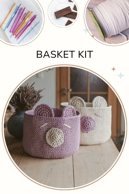 Crochet basket kit Baby nursery hamper