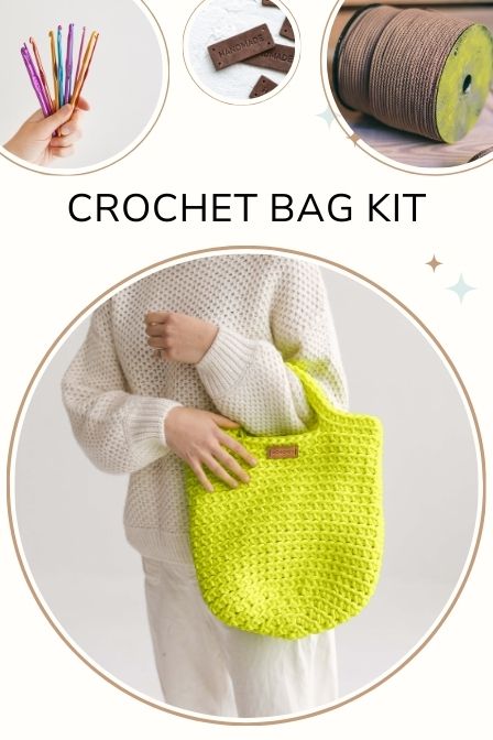 Crochet bag kit with macrame cord