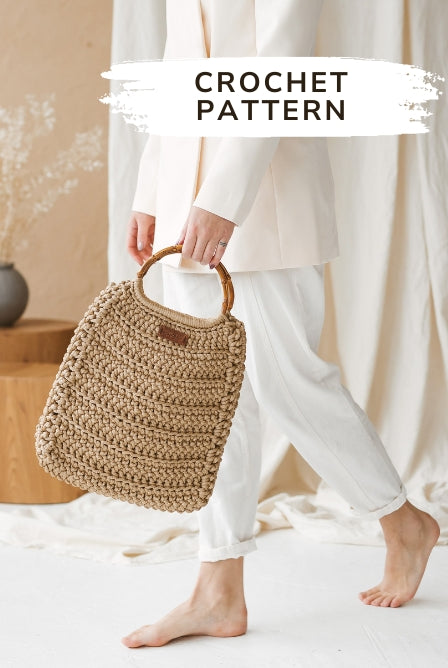 Crochet bag pattern Golden Bag with bamboo handles