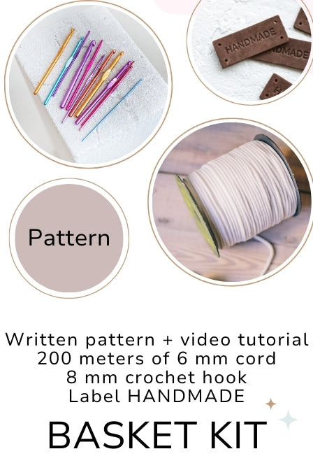 Crochet basket kit Basket with handles