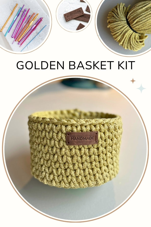 Golden crochet basket kit