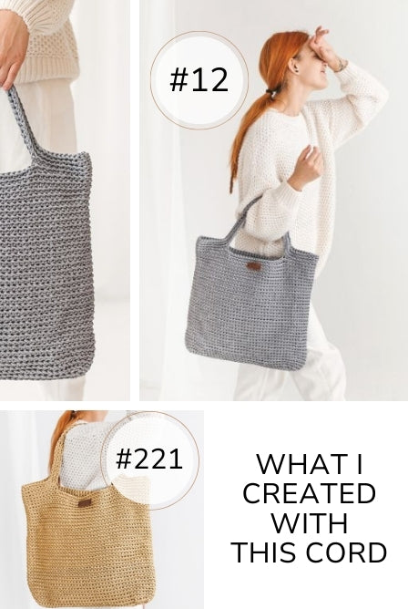 Handmade tote bag with macrame cord