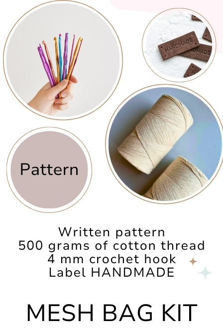 Learn to crochet kit for beginners "Crochet mesh bag"