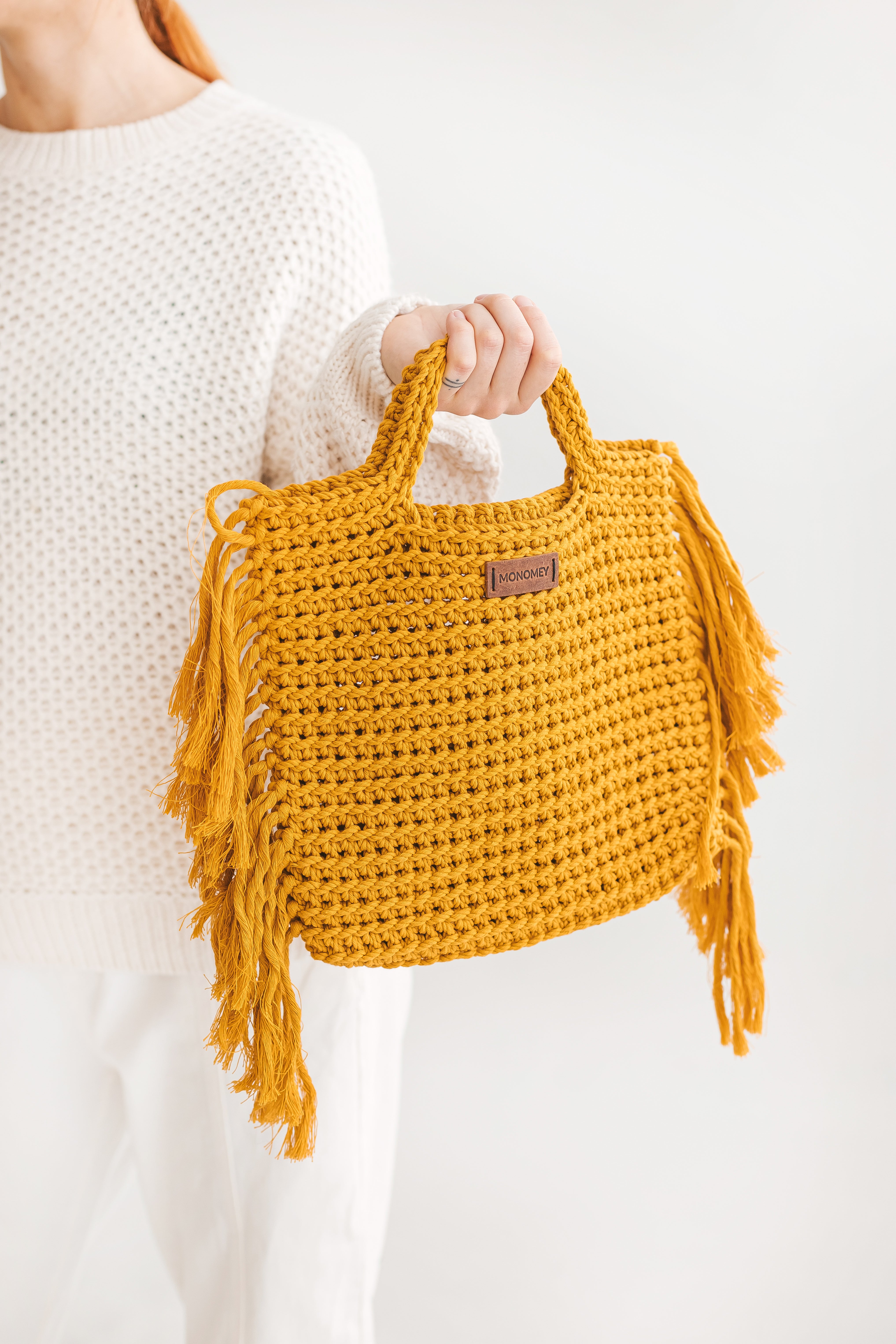 Mustard Crochet Bag "Boho Sun"