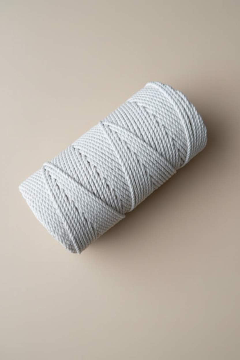 Close-up of 4.5mm macrame cord showing chunky 3-ply twisted texture