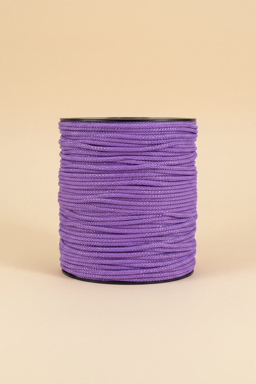 Violet with Silver Shining Macrame Cord 6mm