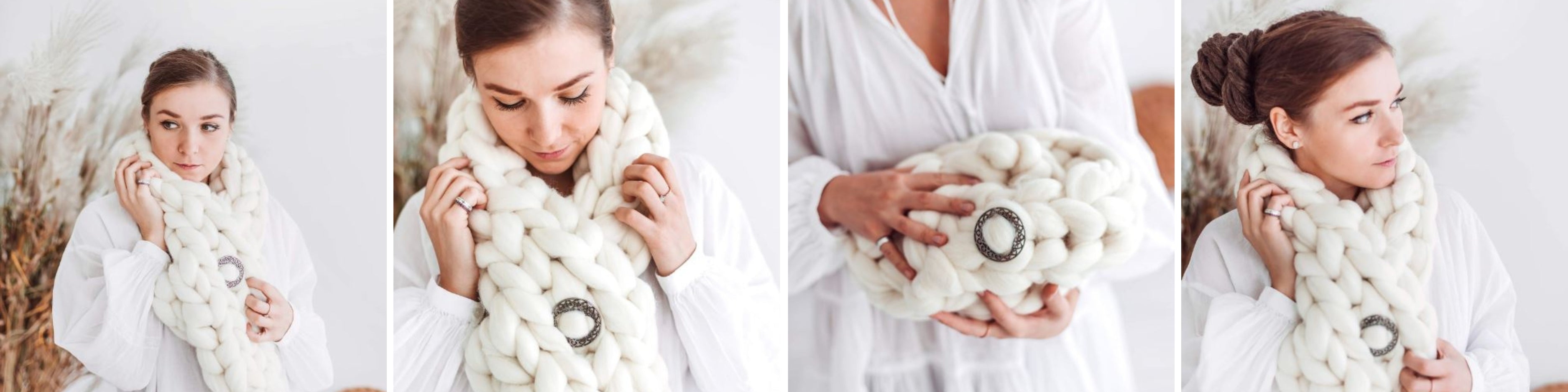 Arm knitting scarf kits for beginners with chunky wool and tutorials