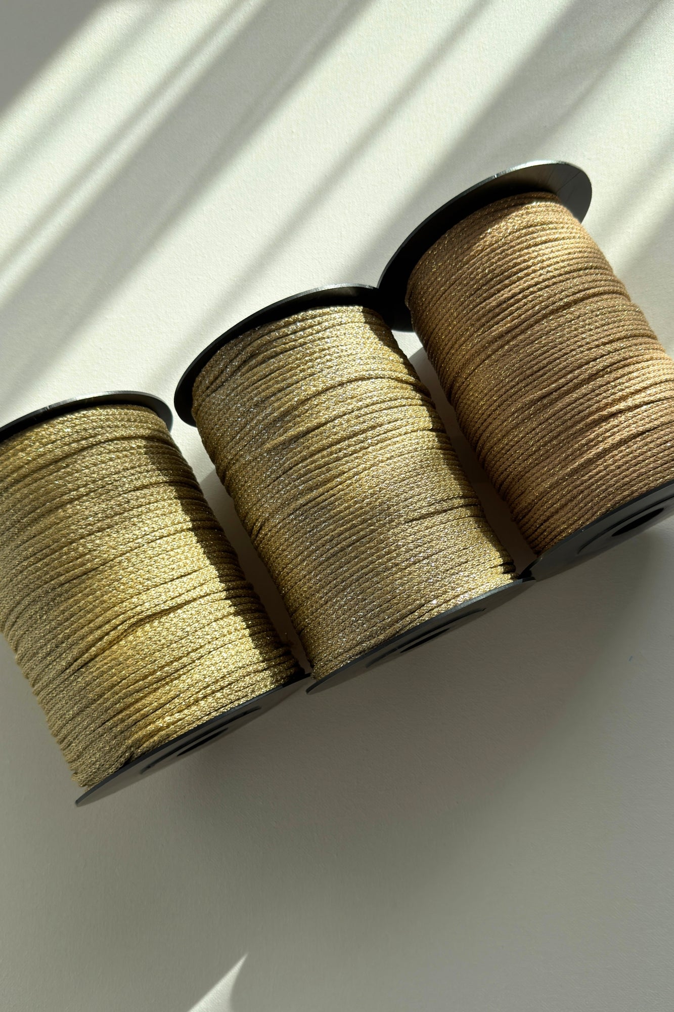 mm polyester macrame cord in golden and brown with shimmer