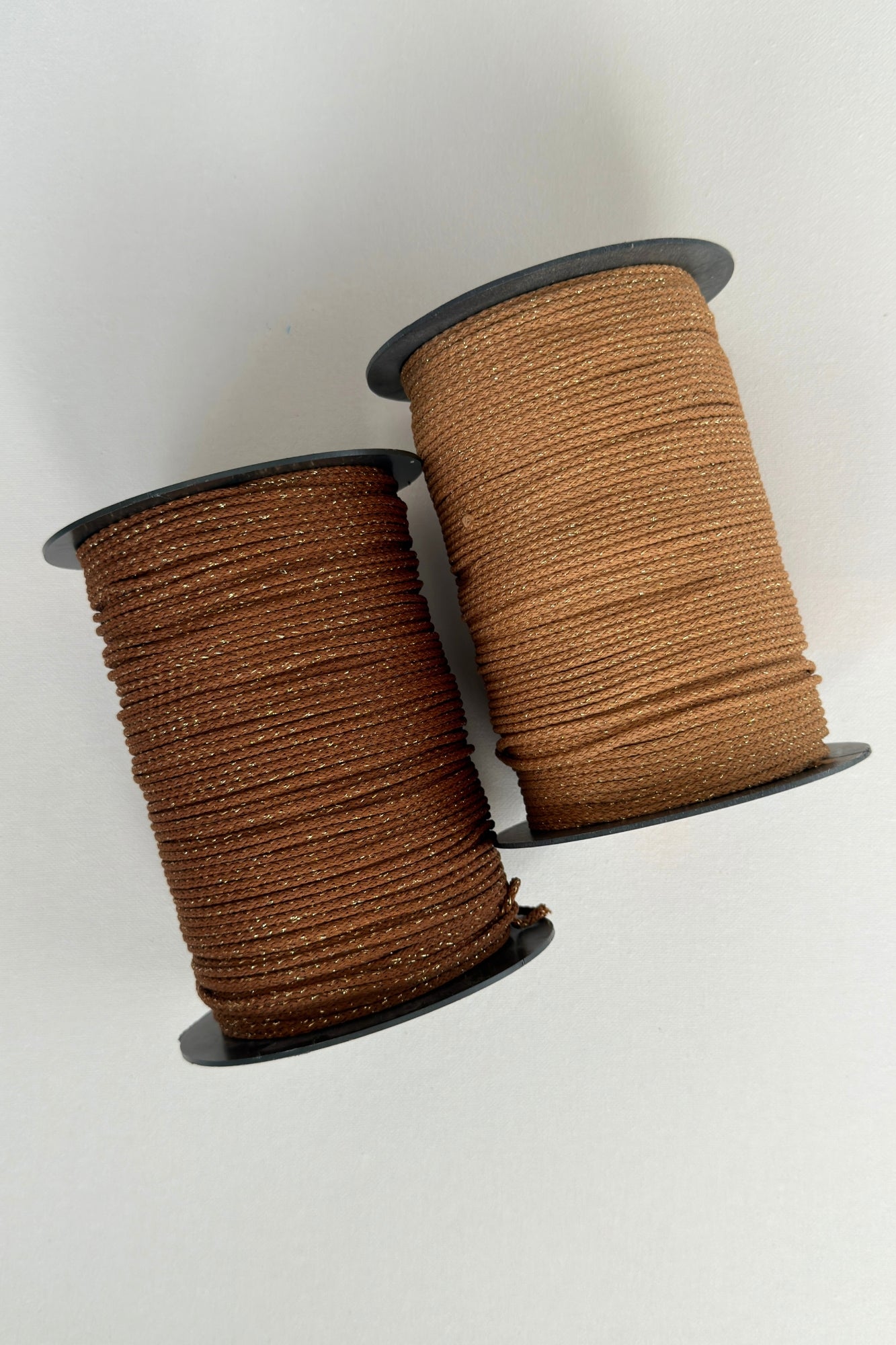 3mm macrame cord in brown shades with golden thread