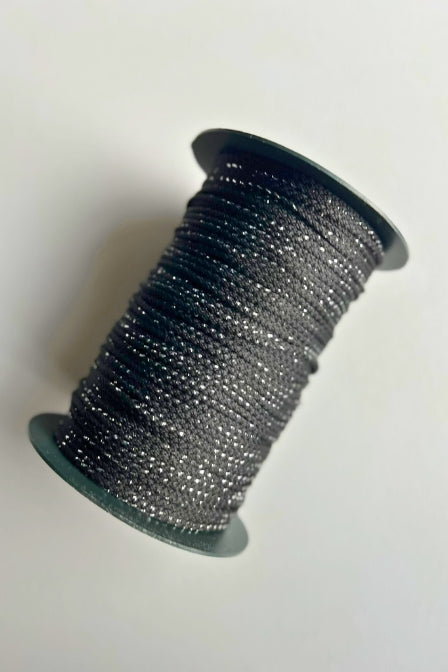 3mm macrame cord Black cord with silver lurex yarn
