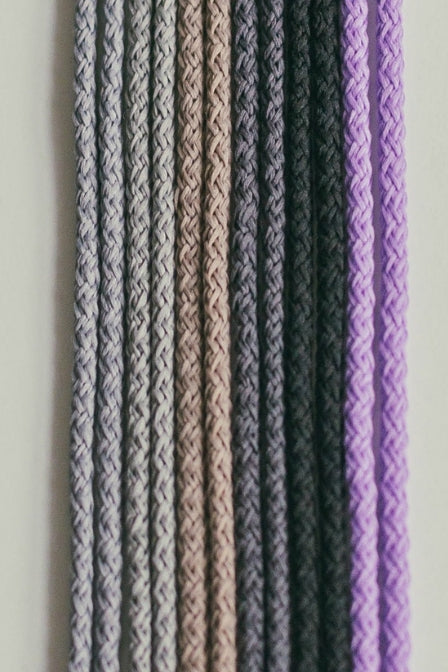 3mm macrame cord Grey, Black and Purple colors