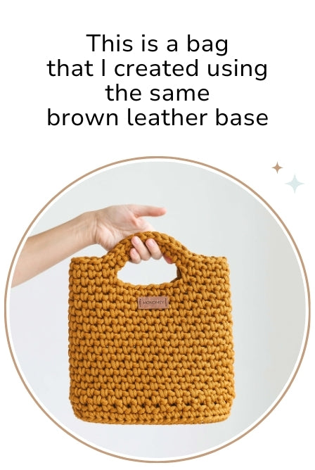 Crochet bag with leather base