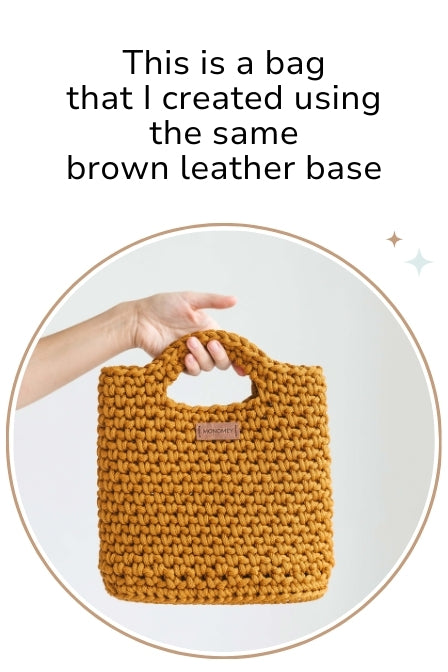 Crochet bag with leather base