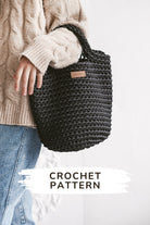 Black crochet bag pattern finished tote bag result