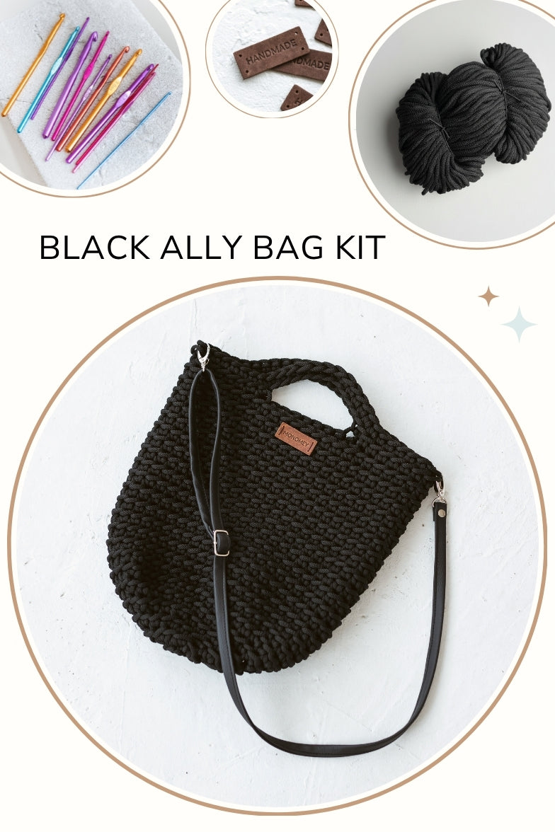 Black Crochet DIY Kit "Ally Bag"