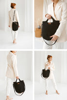 Black Crochet DIY Kit "Ally Bag" in style with white outfit