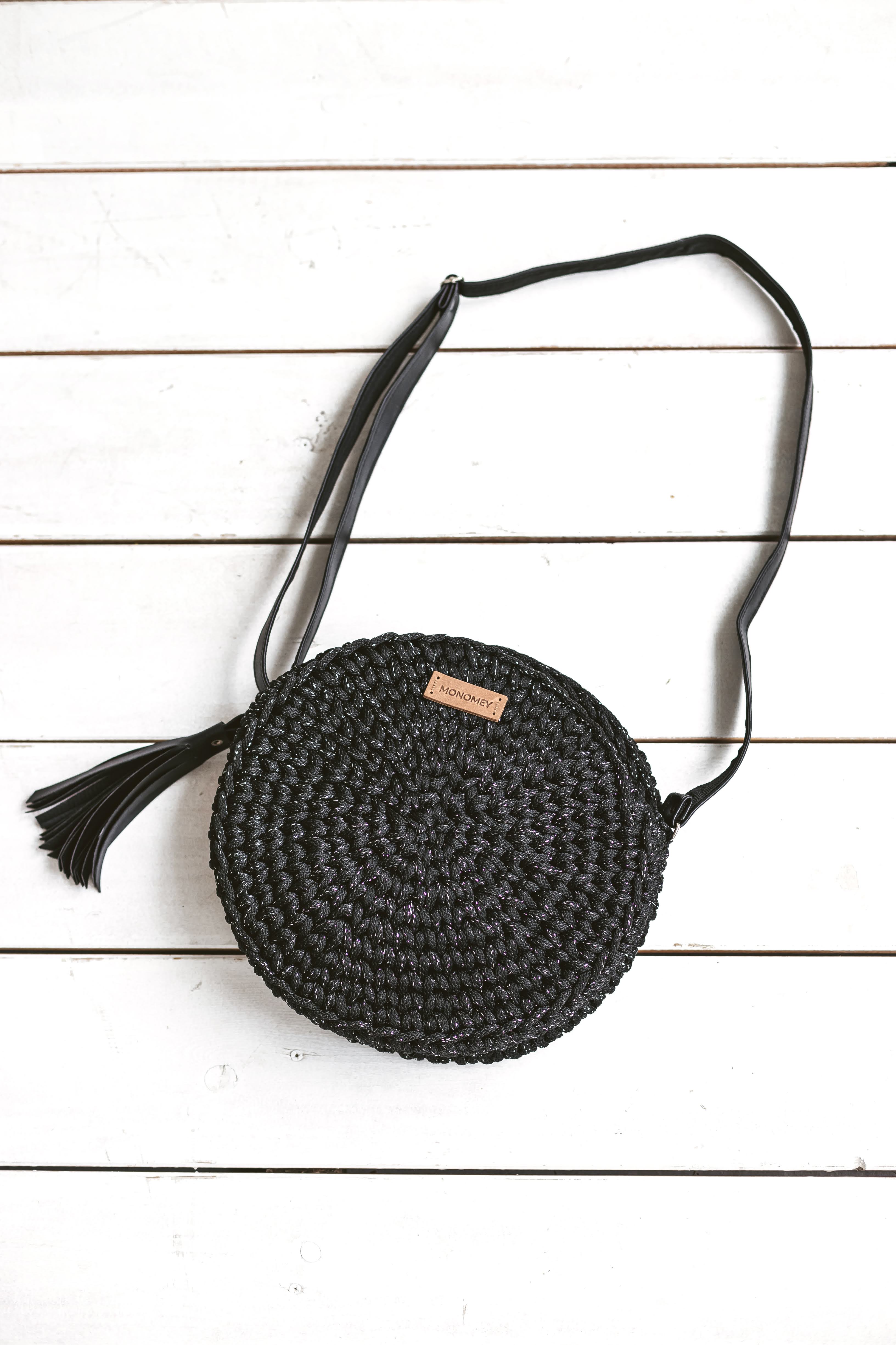 Black crochet bag