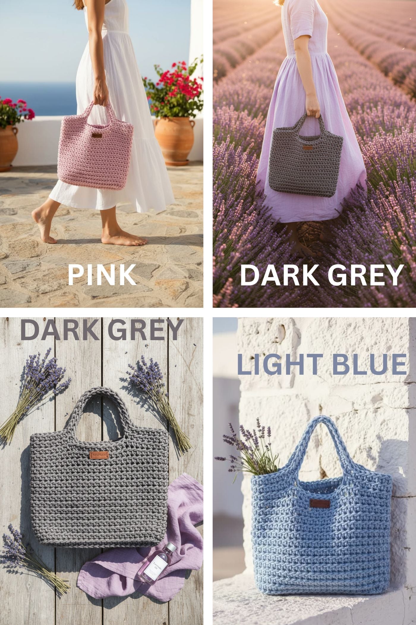 Crochet handbag kit "Grey Camelia"