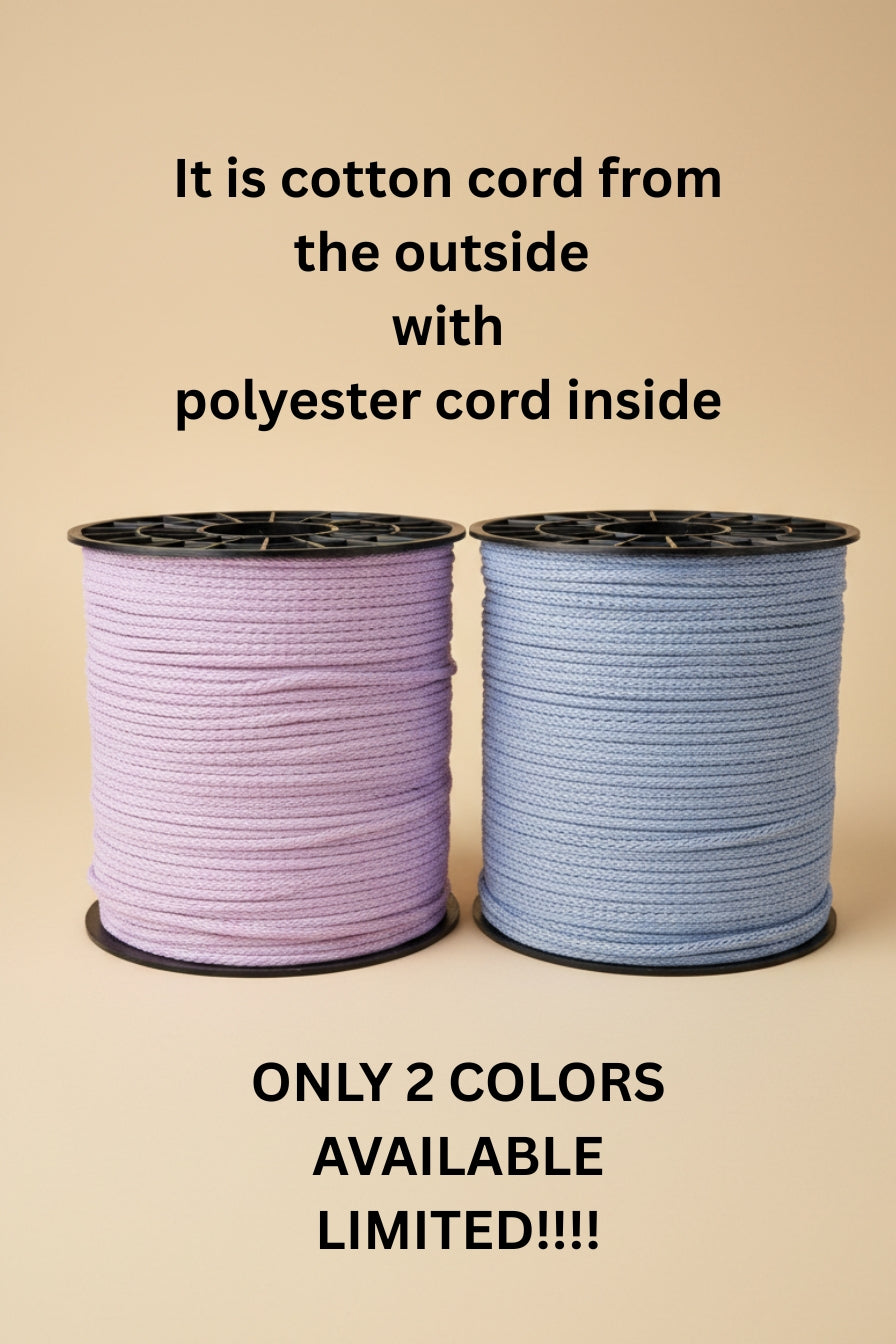 Limited edition 6 mm light pink and light blue macrame cord