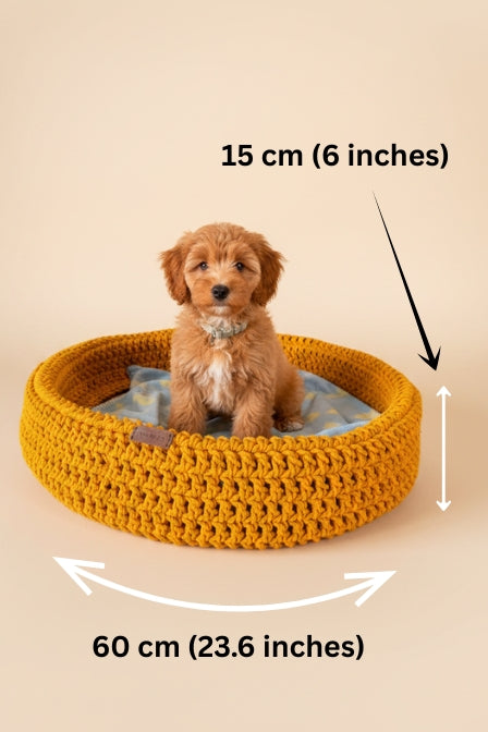 Round Crochet Pet Bed Pattern – Dog & Cat with measurements