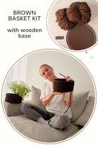 Crochet basket kit for beginners brown finished result