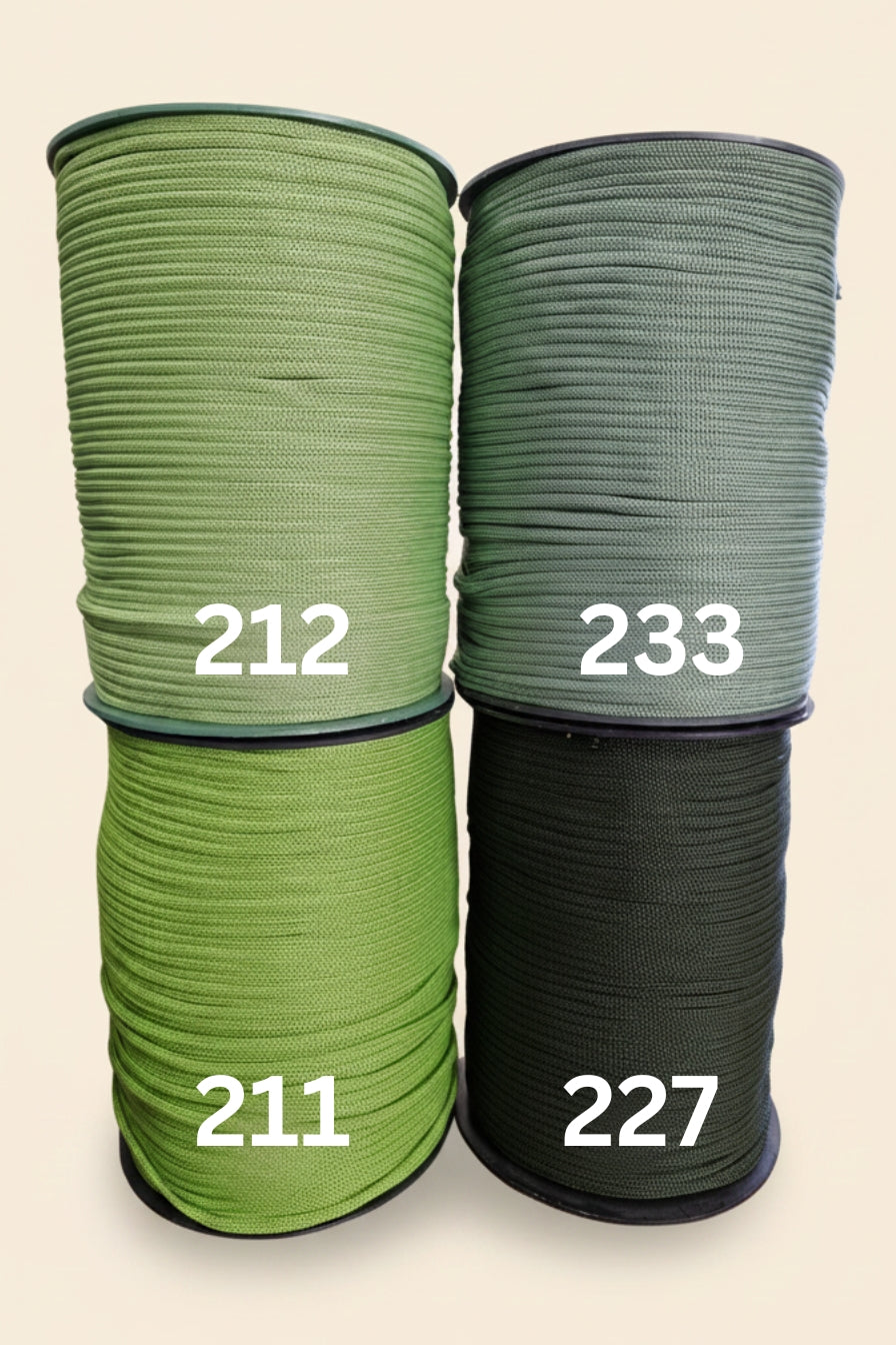 4 mm braided macrame cord green shades