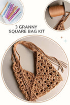 Crochet kit for beginners "3 granny square crochet bag"