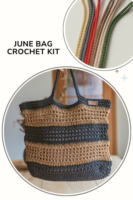 Crochet bag kit for beginners - June bag with yarn and tutorial