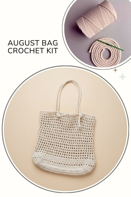 Crochet bag kit for beginners - August bag with yarn and pattern