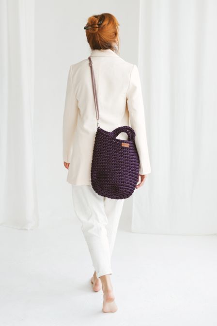 Crochet DIY kit dark violet bag