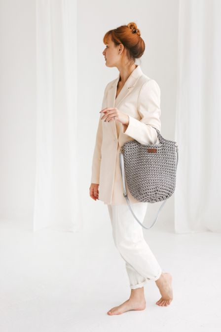 Crochet DIY kit gray bag