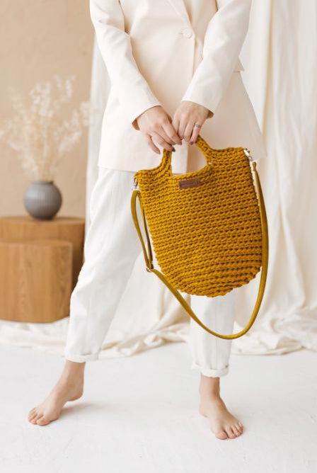 Crochet DIY kit mustard bag