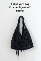 Crochet T-Shirt Yarn Bag Pattern - Black bag