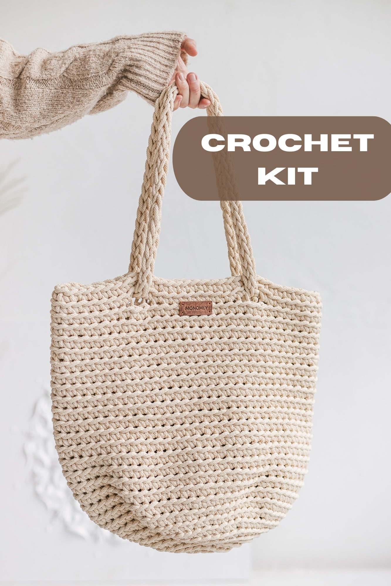 Crochet tote bag kit for beginners Lillian finished result